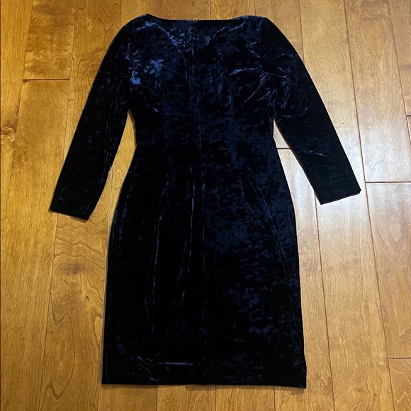 DKNY Velvet Burnout Dress Sz 6 Midnight Blue Whimsigoth Fairy Grunge Cocktail - Picture 6 of 10